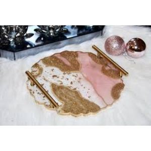 Bandeja de servicio de resina de una sola pieza personalizable Diseño clásico hecho a mano con opción de forma y tamaño únicos - Product Image 5