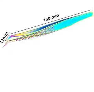 Ensemble de pinces à cils professionnelles en acier inoxydable recouvert de titane arc-en-ciel, 6 pièces, kit d'extension de cils pour usage esthétique - Product Image 3