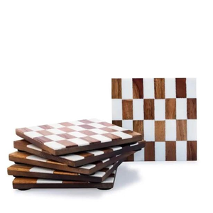 Sous-verres de bar durables faits à la main de style moderne avec incrustations d'os en forme d'animaux, couleur naturelle, cadeau de pendaison de crémaillère - Product Image 4