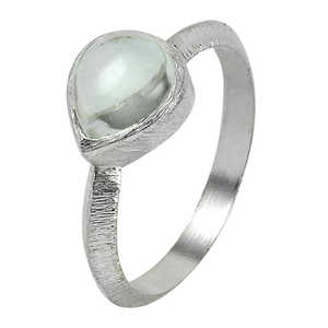 Hermoso Anillo de Plata de Ley 925 Hecho a Mano con Estilo Bohemio, con Cristal Natural en Corte Pera, para Ella - Product Image 1