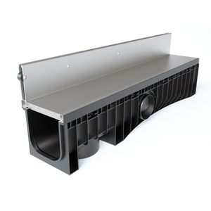 Canal de drainage d'eau Technodrain TCE150HFLC120 en HDPE, noir, design moderne pour extérieur, grille galvanisée, certifié CE - Product Image 1