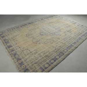 Vintage Turkish Rug, 7,1x9,<b>9</b> ft Oversize Rug, Blue Brown Floral Rug - Product Image 4