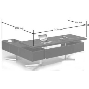 Bari <b>Black</b> Executive <b>Desk</b> with Minimalist Contemporary Design <b>Wood</b> Stainless Steel Legs Foldable for Office or Bedroom Use - Product Image 5
