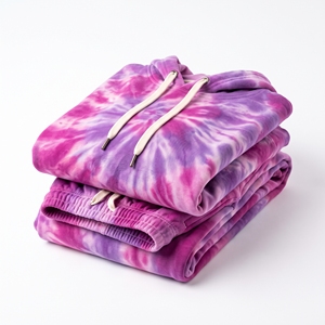 Women's Winter <b>Tie</b>-<b>Dye</b> Eco-Friendly Polyester Fleece Casual Jogger <b>Set</b> with Digital Print OEM ODM Custom Colors Low MOQ - Product Image 4