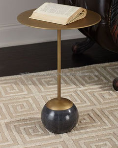 Mesa de centro de muebles personalizada OEM ODM con patrón impreso de logotipo mesa de centro lateral de acero inoxidable con tapa de mármol - Product Image 6