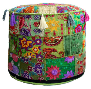 Puf de Cuero Sintético Hecho a Mano de Algodón de Calidad Estándar, Asiento Otomano de Diseño Tradicional con Función Retráctil para Sala de Estar Navideña - Product Image 1