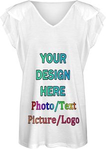 เสื้อยืดคอวีออกแบบเองได้สำหรับผู้หญิงเสื้อยืดลำลองสำหรับผู้หญิงเสื้อยืดเพิ่มรูปภาพได้เอง - Product Image 6