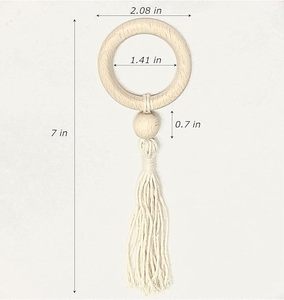 Handmade Classic White Wood Beads Napkin <b>Ring</b> with Tassel Eco-Friendly for Table Decor Parties - Product Image 2