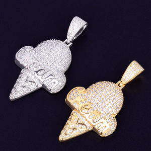 Design de crème glacée personnalisé Moissanite Diamond Hip Hop S Pendentif en argent sterling 925 avec breloque coupe ronde - Product Image 4