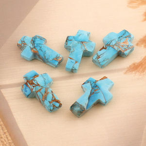 พลอยเทอร์ควอยส์แกะสลักจากทองแดงสีฟ้าครามแบบหลวมสำหรับทำเครื่องประดับทำอัญมณีขนาด20มม. - Product Image 4