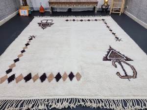 Top Quality Fabulous Bohemian Moroccan Made To Order Rug Berber Unique <b>White</b> And Brown Handmade Abstract <b>Wool</b> Area Rug - Product Image 2