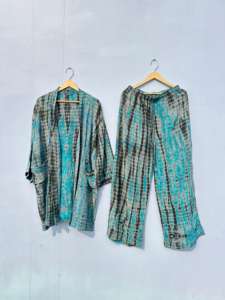 Handmade Vintage Recycled Tye Dye Silk <b>Kimono</b> with Pajama Set Indian Style Short and <b>Long</b> <b>Kimono</b> for Summer - Product Image 5