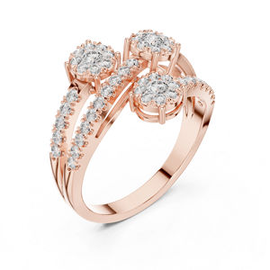 Anillo de Aniversario de Oro Rosa de 14K con Diamante Redondo Cultivado en Laboratorio para Mujer |   Diamante Cultivado Nuevo - Product Image 3