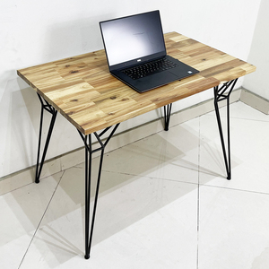 Acacia Wood Computer <b>Desk</b> with 25mm Top and Hairpin Iron Legs for Hotel Use <b>Folding</b> and Storage - Product Image 5