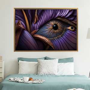 Modern Abstract Eye <b>Canvas</b> Print: Sleek Purple Wall Art Decor,1P:Gold <b>Framed</b> - Product Image 1