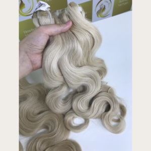 Perruques ondulées de cheveux humains bruts de haute qualité blond donneur unique Perruques à lacet frontal transparent vietnamien à cuticules alignées - Product Image 1