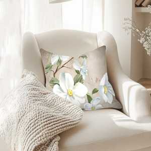 Coussin imprimé marguerite blanche - Coussin décoratif botanique pour la décoration de la maison, 20"x36" ou 50x90 cm - Product Image 1