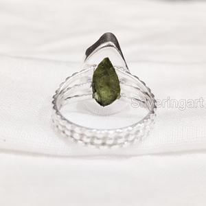Joyería de piedra en bruto, anillo para mujer, piedra preciosa de peridoto cruda Natural, piedra natal de agosto, banda dotada de aniversario, anillo de Plata de Ley 925 - Product Image 3