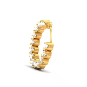 Geleneksel burun halkası VVS netlik DEF renk Lab yetiştirilen elmas ile 18kt sarı altın hazırlanmış güzel hint tasarım takı - Product Image 6
