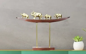 Altın fil bakıcı-4 Set fil anne iki bebekler fil bakıcısı süs raf masa hediye ev masaüstü için - Product Image 5