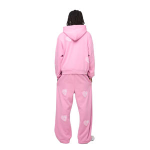 Survêtements de jogging chauds d'hiver, logo personnalisé, couleur rose, marque privée, survêtements de haute qualité, matériaux en coton, survêtements en molleton - Product Image 2