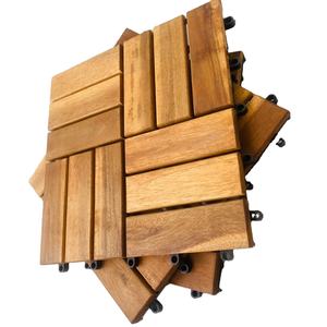 Azulejos de cubierta entrelazados de madera de acacia modernos, de 12 listones para suelos de exterior Patio, sala de estar, Villa, mejora versátil del hogar - Product Image 1