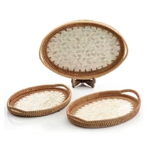 Bandejas organizadoras personalizables modernas de diseño de lujo para el hogar, fregona tejida a mano, para servir comida, bandejas decorativas para el hogar de Navidad - Product Image 6