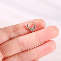 Piercings en argent massif avec agate mousse poire marquise, chaîne pendante, pour cartilage, conque, narine, et boucles d'oreilles clous haut de gamme