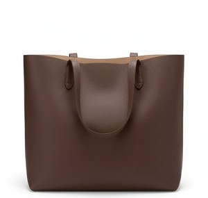 Bolso Tote Grande de Cuero Genuino Marrón Vintage para Mujer, Bolso de Hombro para Trabajo, Minimalista, para Portátil, Bolso de Compras, con Dos Cremalleras - Product Image 3