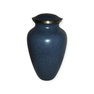 Urne funéraire moderne bleu profond métallisé avec bande à motif grec pour une élégance commémorative intemporelle - Product Image 4