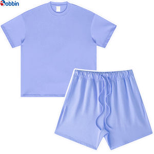 Conjunto de Camiseta y Pantalones Cortos de Algodón de Alta Calidad, Estilo Holgado con Hombros Caídos, Unisex, con Logotipo Personalizado, Ropa Deportiva para Mujer, Conjunto de 2 Piezas - Product Image 3