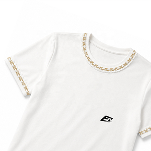 Camiseta de algodón lisa para mujer, manga corta, cuello redondo, suave, informal, con logo personalizado, ropa de moda, venta al por mayor, camiseta para mujer - Product Image 4