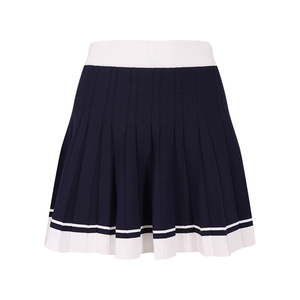 ชุดเซ็ตเสื้อโปโลแขนสั้นผู้หญิงแต่งขอบตัดสี กระโปรงมินิสเกิร์ตจีบ สองชิ้น ชุดกีฬาฤดูร้อน เสื้อถักเทนนิส - Product Image 5