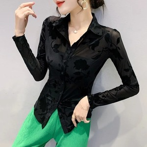 Camisas a cuadros de manga larga para mujer, blusa con bolsillo abotonado azul, blusas Retro informales con cordón y capucha, Camisas - Product Image 4