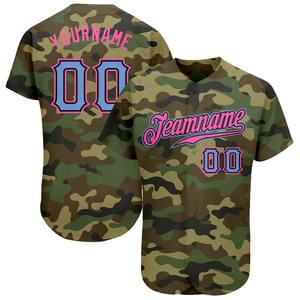Ropa de equipo personalizada más vendida, camiseta de béisbol con diseño de camuflaje azul claro-Rosa auténtica Salute To Service - Product Image 1
