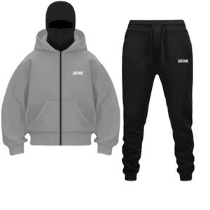 Ensemble deux pièces décontracté pour homme, sweat à capuche zippé, collection Printemps 2025, style Balakrava Street Fashion, coupe-vent, motif lettre Ninja, 100% - Product Image 2