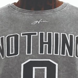 T-shirts personnalisables en coton épais pour hommes, t-shirts de sport vintage surdimensionnés à col ras du cou Streetwear avec impression en couleur unie - Product Image 5