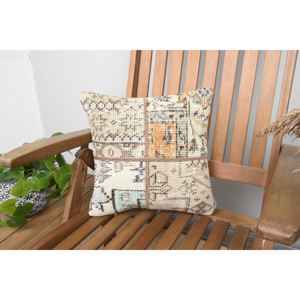 หมอนถักขนสัตว์สีเบจ14x14หรูหราเป็นมิตรกับสิ่งแวดล้อมไม่ลื่นหมอนอิงทอลายขนปุยวินเทจถอดซักได้พกพาได้ - Product Image 1