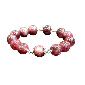 Best Offers Natural Strawberry Quartz 12MM Size Stretch <b>Beads</b> Beaded <b>Bracelet</b> for Women Third Party Certified Low Prices - Product Image 1
