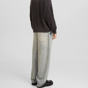 Jeans pour hommes de haute qualité non lavés et ajustés à la taille haute jeans pour hommes très vendus pantalons en denim élastiques à taille moyenne tricotés de grande taille - Product Image 3