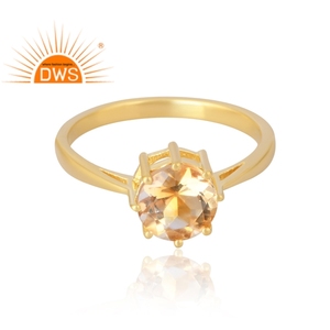 Anillo de piedras preciosas de citrino natural chapado en oro de 18 quilates de plata de ley 925, fabricante de joyería fina Demi - Product Image 3