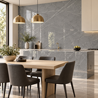 Panneau mural en marbre damassé gris brillant MORLENX, imperméable, PVC auto-adhésif, feuille décorative pour revêtement mural intérieur de cuisine