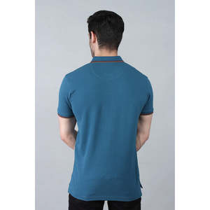 Polo de Algodón Azul LOGAN para Hombre con Logotipo Personalizado, Corte Ajustado, Logotipo Bordado de Alta Calidad, Transpirable, Diseño Sólido, Talla XL - Product Image 5