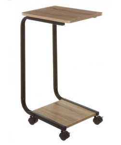 Juego de mesa nido moderna de 2 mesas redondas para sala de estar con tapa de madera y patas de hierro de metal - Product Image 3