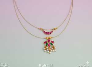 Export Quality High Gold Antique Pendant <b>Sets</b> 14cm & 7gm <b>Beads</b> Jewelry <b>Set</b> with Earring from Indian Supplier - Product Image 4