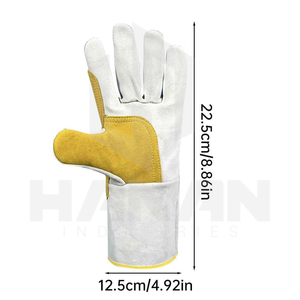 Gants de soudage longs en cuir de vachette résistant aux hautes températures du fabricant OEM Gants de sécurité pour les travailleurs et les soudeurs - Product Image 4