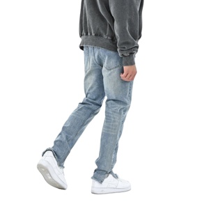 กางเกงยีนส์ผู้ชายใหม่กางเกงยีนส์แบบขาดเข้ารูปสีพื้นดีไซน์แฟชั่นแบบลำลอง - Product Image 3
