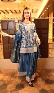 Moda Chinon seda bordado secuencia codificación trabajo Top Palazzo con Dupatta fiesta desgaste venta al por mayor encaje étnico trabajo Dupatta - Product Image 3