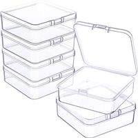 6-delige mini rechthoekige plastic opbergdoosjes met deksel, kleine transparante opbergbox voor sieraden, oordopjes, smartwatch bandjes, munten en knutselspullen