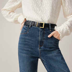 Ceinture décontractée en cuir véritable pour homme avec boucle en alliage, cuir de vache véritable, respirante et imperméable pour jeans - Product Image 5